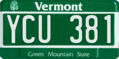 VT license plate YCU381