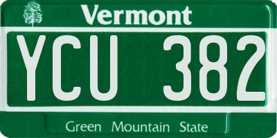 VT license plate YCU382