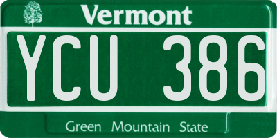 VT license plate YCU386