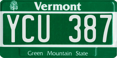 VT license plate YCU387
