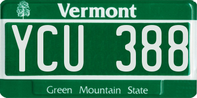VT license plate YCU388