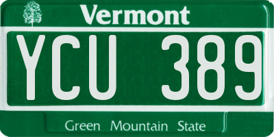 VT license plate YCU389