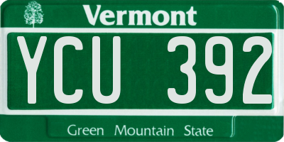 VT license plate YCU392