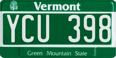 VT license plate YCU398