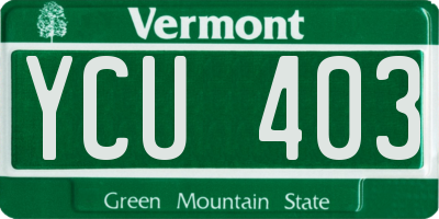 VT license plate YCU403