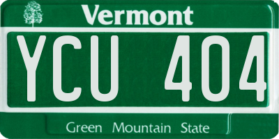 VT license plate YCU404