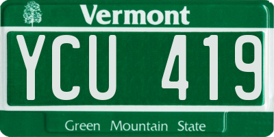 VT license plate YCU419