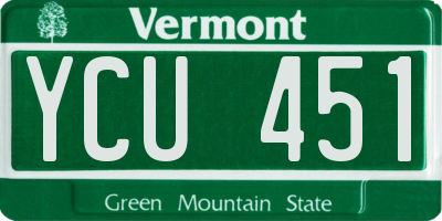 VT license plate YCU451