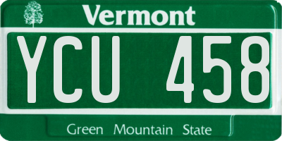 VT license plate YCU458