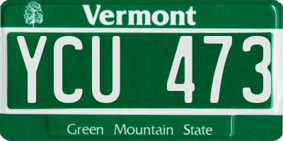 VT license plate YCU473