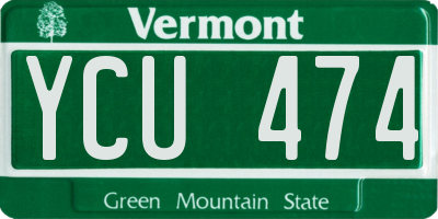 VT license plate YCU474