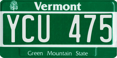 VT license plate YCU475