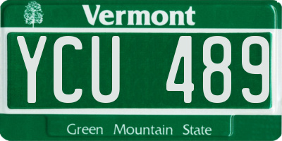 VT license plate YCU489