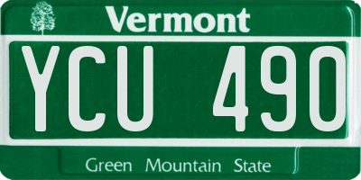 VT license plate YCU490