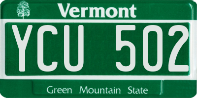 VT license plate YCU502