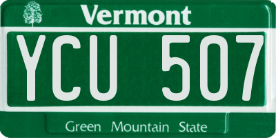 VT license plate YCU507