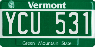 VT license plate YCU531