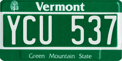 VT license plate YCU537