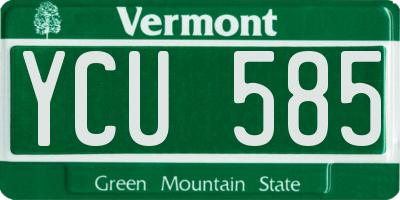 VT license plate YCU585