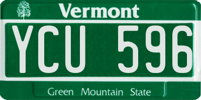 VT license plate YCU596
