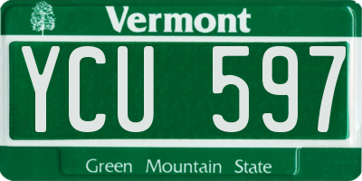 VT license plate YCU597