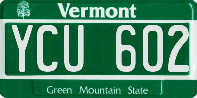 VT license plate YCU602