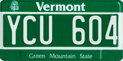 VT license plate YCU604