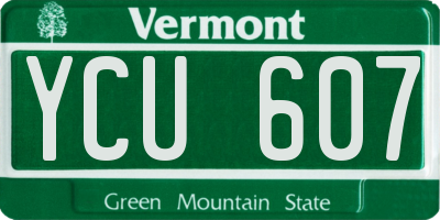 VT license plate YCU607