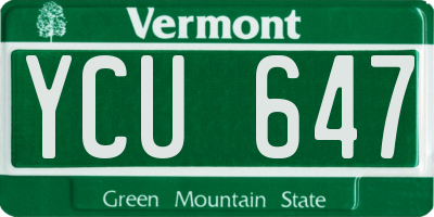 VT license plate YCU647