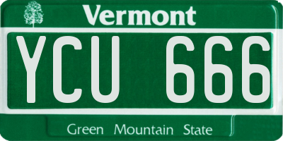 VT license plate YCU666