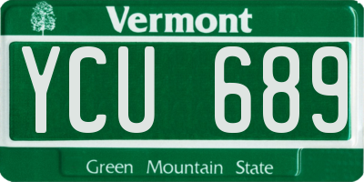 VT license plate YCU689