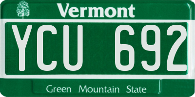VT license plate YCU692