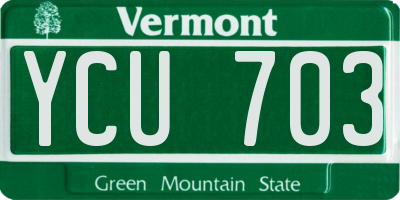 VT license plate YCU703