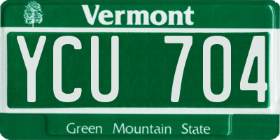 VT license plate YCU704