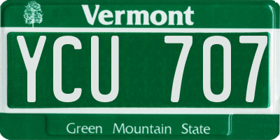 VT license plate YCU707
