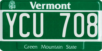 VT license plate YCU708