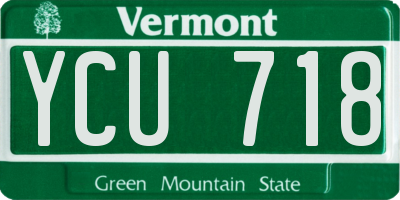 VT license plate YCU718