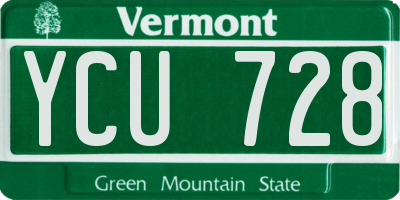 VT license plate YCU728