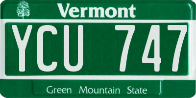 VT license plate YCU747