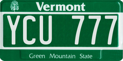 VT license plate YCU777
