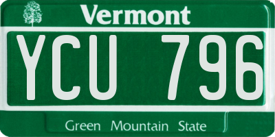 VT license plate YCU796
