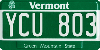 VT license plate YCU803