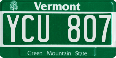 VT license plate YCU807