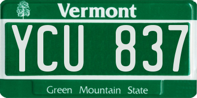 VT license plate YCU837