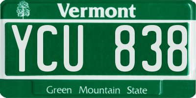 VT license plate YCU838