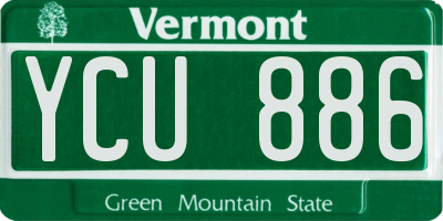 VT license plate YCU886