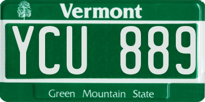 VT license plate YCU889