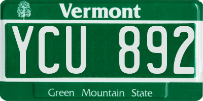 VT license plate YCU892