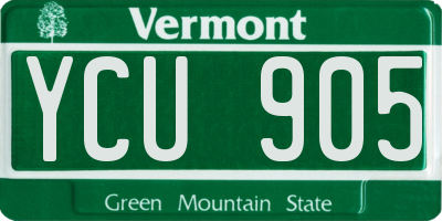VT license plate YCU905