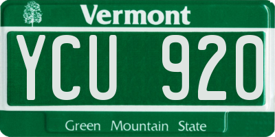 VT license plate YCU920